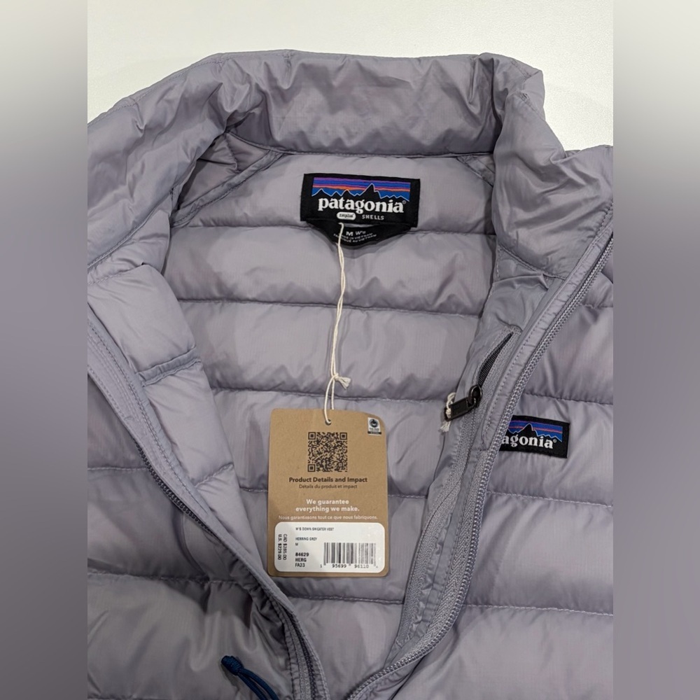 Patagonia Women's M Medium Down Sweater Vest Puffer Puff Herring Grey NWT Purple - Picture 4 of 8